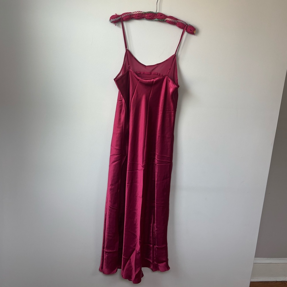 Satin Slip Dress in Deep Berry - Picture 3 of 4